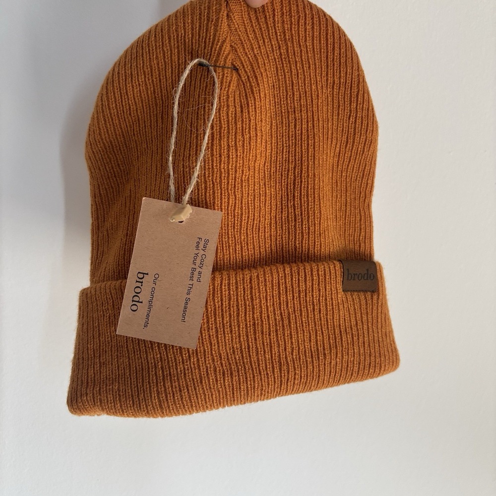 Brodo Merino Wool Blend Rib Knit Cuffed Beanie Hat Solid Unisex One Size NEW